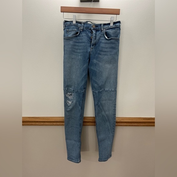 McGuire Denim Medium Wash Skinny Ankle Crop Distressed Moto Jeans size 29 - Picture 2 of 7